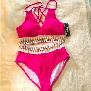 Vibrant Pink Zigzag Bikini by Dippin' Daisy's